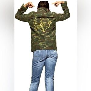 American Eagle Outfitters Green Camo Nah Embroidered Utility Shacket Jacket M